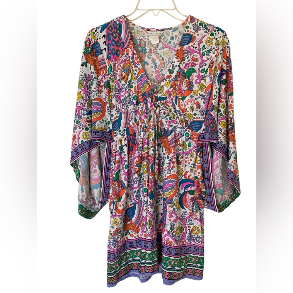 Trina Turk Jungle Beach Paisely-Print Tunic Cover-Up Size Medium Resort Vacation - Picture 4 of 6